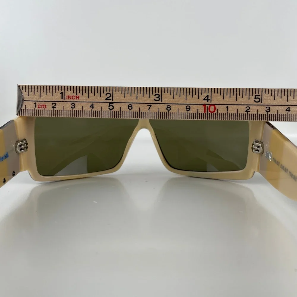 Paul Frank Neat Neat Neat Shield Sunglasses Choc Stp Brown Tan Wrap Y2K Retro